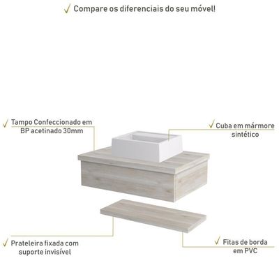 Conjunto Bancada C-cuba Q32 E Prateleira Metrópole 605 Preto ônix Snow