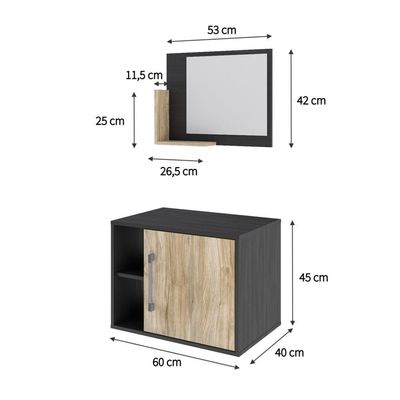 Conjunto Balcão E Espelheira Soft 600 Perffect Acetinado Preto ônix C-carvalho