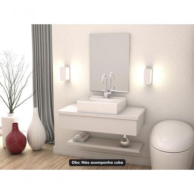 Conjunto Bancada, Prateleira E Espelheira Ktme807 Perffect Acetinado Branco Chess