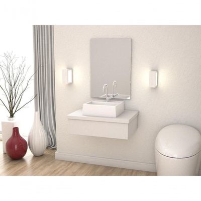 Conjunto Bancada C-cuba Q32 E Espelheira Metrópole 601 Perffect Acetinado Branco Chess