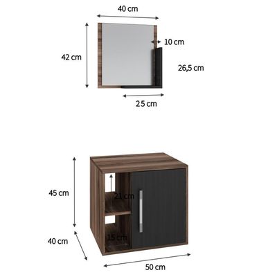 Conjunto Balcão E Espelheira Soft 500 Perffect Acetinado Nogal C-preto ônix