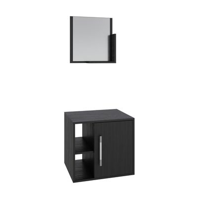 Conjunto Balcão E Espelheira Soft 500 Perffect Acetinado Preto ônix