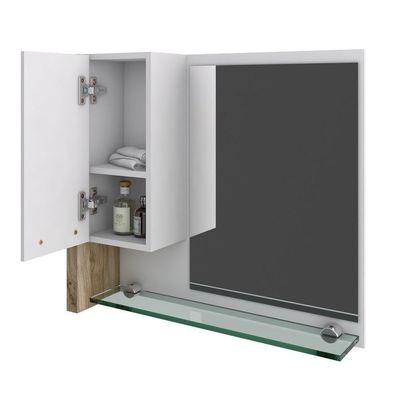Gabinete Para Banheiro C-cuba Q355 E Espelheira Legno 650 Branco Chess C-carvalho