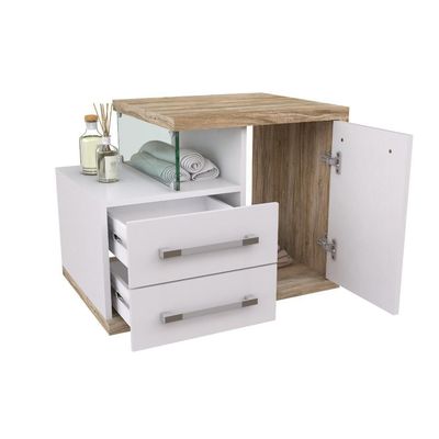 Gabinete Para Banheiro C-cuba Q355 E Espelheira Legno 650 Branco Chess C-carvalho