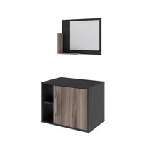 17540608086081 Conjunto Balcão E Espelheira Soft 600 Perffect Acetinado Preto ônix C-nogal