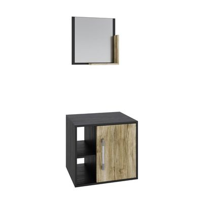 Conjunto Balcão E Espelheira Soft 500 Perffect Acetinado Preto ônix C-carvalho