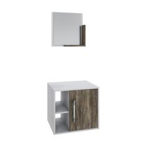 Conjunto Balcão E Espelheira Soft 500 Perffect Acetinado Branco Chess C-carvalho Dark