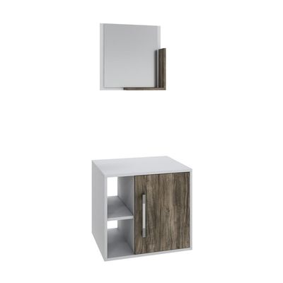 Conjunto Balcão E Espelheira Soft 500 Perffect Acetinado Branco Chess C-carvalho Dark