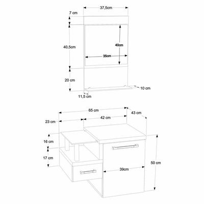 Gabinete Para Banheiro C-cuba L34 E Espelheira Legno 631 Branco Chess C-nogal