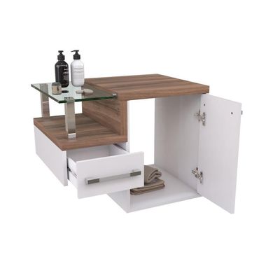 Gabinete Para Banheiro C-cuba L34 E Espelheira Legno 631 Branco Chess C-nogal