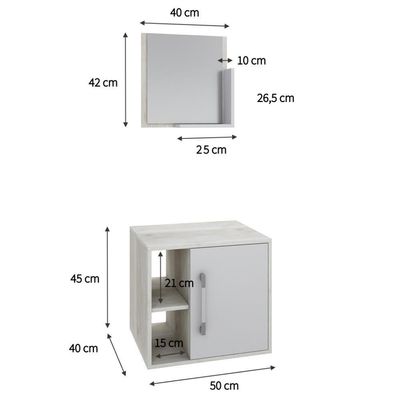 Conjunto Balcão E Espelheira Soft 500 Perffect Acetinado Snow C-branco Chess