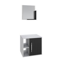 Conjunto Balcão E Espelheira Soft 500 Perffect Acetinado Branco Chess C-preto ônix