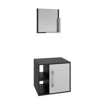 Conjunto Balcão E Espelheira Soft 500 Perffect Acetinado Preto ônix C-branco Chess