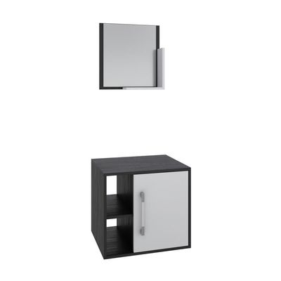 Conjunto Balcão E Espelheira Soft 500 Perffect Acetinado Preto ônix C-branco Chess