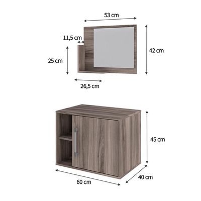 Conjunto Balcão E Espelheira Soft 600 Perffect Acetinado Nogal