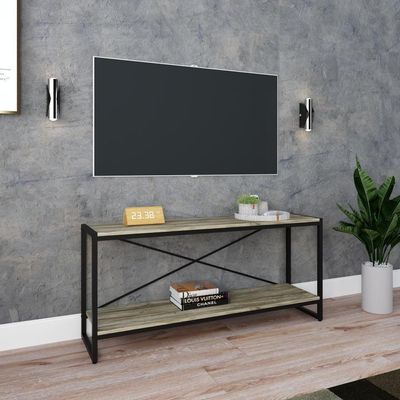 Rack P-tv Dynamica 120x30x56cm C-02 Prateleiras Carvalho - Est.preta Carvalho - Est.preta