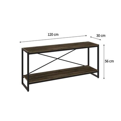 Rack P-tv Dynamica 120x30x56cm C-02 Prateleiras Carvalho Dark - Est.preta Carvalho Dark - Est.preta