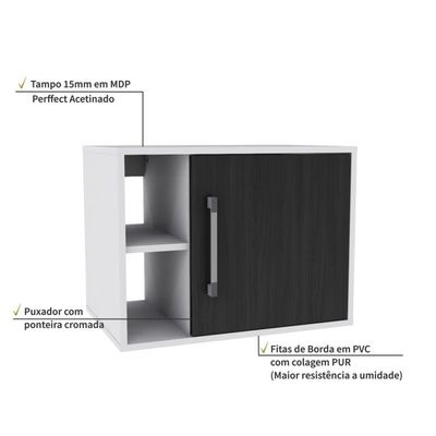 Gabinete Soft 600 Perffect Acetinado Branco Chess C-preto ônix