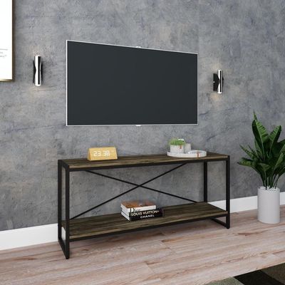 Rack P-tv Dynamica 120x30x56cm C-02 Prateleiras Carvalho Dark - Est.preta Carvalho Dark - Est.preta
