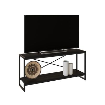 Rack P-tv Dynamica 120x30x56cm C-02 Prateleiras Preto ônix - Est.preta Preto ônix - Est.preta