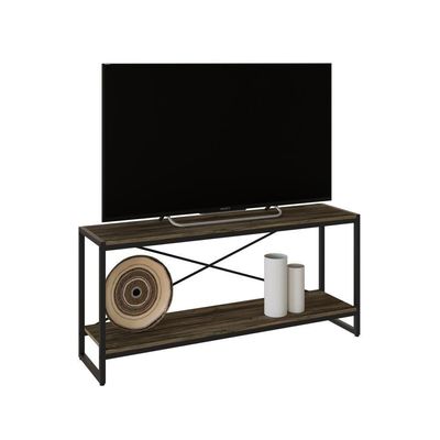 Rack P-tv Dynamica 120x30x56cm C-02 Prateleiras Carvalho Dark - Est.preta Carvalho Dark - Est.preta