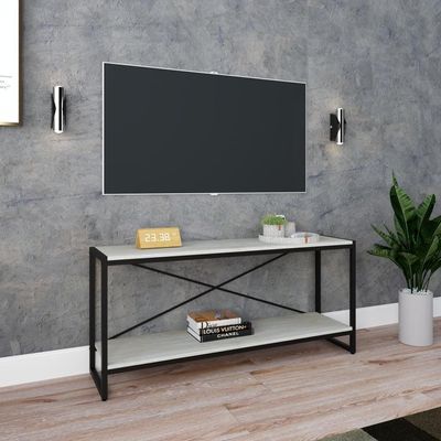 Rack P-tv Dynamica 120x30x56cm C-02 Prateleiras Snow - Est.preta Snow - Est.preta