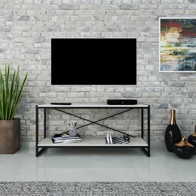 Rack P-tv Dynamica 120x30x56cm C-02 Prateleiras Snow - Est.preta Snow - Est.preta