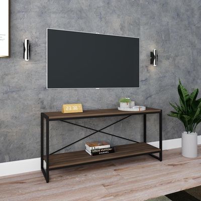 Rack P-tv Dynamica 120x30x56cm C-02 Prateleiras Nogal - Est.preta Nogal - Est.preta