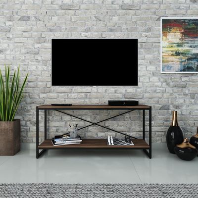 Rack P-tv Dynamica 120x30x56cm C-02 Prateleiras Nogal - Est.preta Nogal - Est.preta