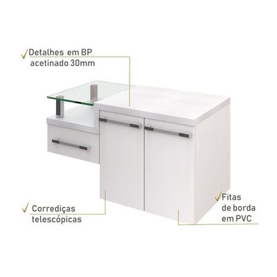 Gabinete Para Banheiro Com Espelheira Legno 830 Sem Cuba Branco Chess C-branco Chess
