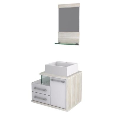 Gabinete Para Banheiro C-cuba Q355 E Espelheira Legno 651 Branco Chess C-snow