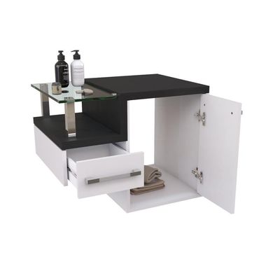 Gabinete Para Banheiro C-cuba Q355 E Espelheira Legno 651 Branco Chess C-preto ônix