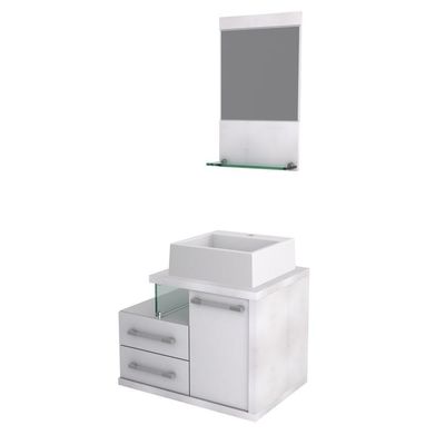 Gabinete Para Banheiro C-cuba Q355 E Espelheira Legno 651 Branco Chess C-branco Chess