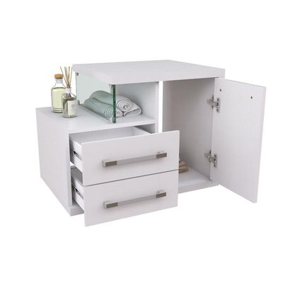 Gabinete Para Banheiro C-cuba Q355 E Espelheira Legno 650 Branco Chess C-branco Chess