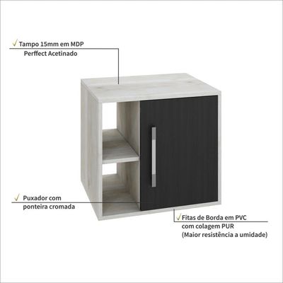 Gabinete Soft 500 Perffect Acetinado Snow C-preto ônix
