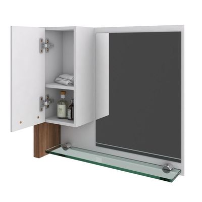 Gabinete Para Banheiro C-cuba Q355 E Espelheira Legno 650 Branco Chess C-nogal