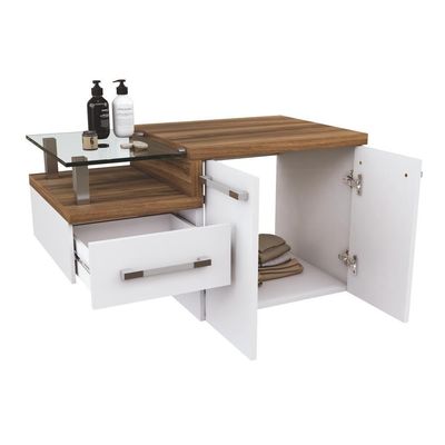 Gabinete Para Banheiro Com Espelheira Legno 830 Sem Cuba Branco Chess C-nogal