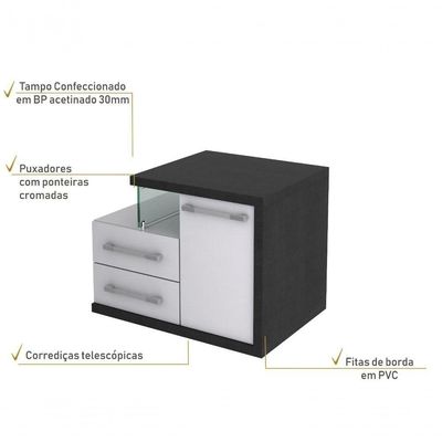 Gabinete Legno 650 (somente Balcão) Branco Chess C-preto ônix