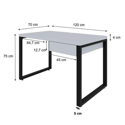 Mesa Operacional C-01gav. 120x70x75cm Yon Branco Tx-est.preta Branco Tx-est.preta