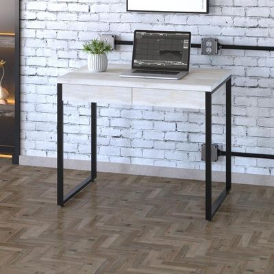 Mesa Kuadra Office 90x60x75cm C-02 Gavetas Snow - Est.preta Snow - Est.preta