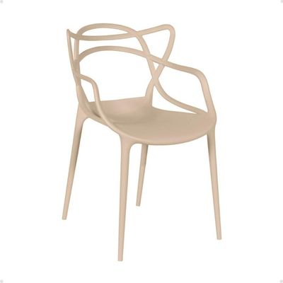 Conjunto Mesa De Jantar Retangular Eiffel Preta 120x80cm Com 4 Cadeiras Allegra - Nude