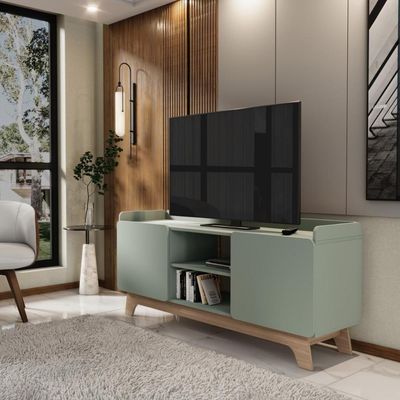Rack Para Tv Até 65'' Com 2 Portas 150cm John - Verde