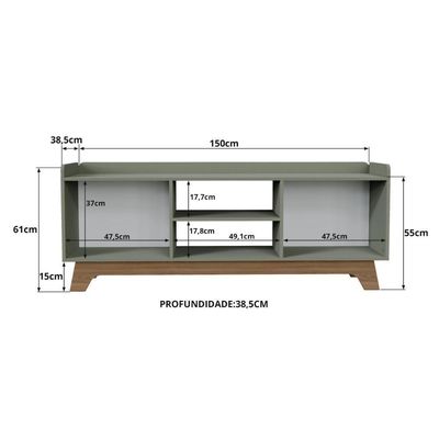 Rack Para Tv Até 65'' Com 2 Portas 150cm John - Verde