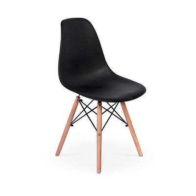 Conjunto Mesa De Jantar Redonda Luana Amadeirada Branca 120cm Com 4 Cadeiras Eames Eiffel - Preto