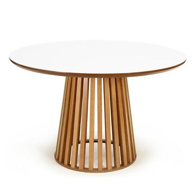Conjunto Mesa De Jantar Redonda Luana Amadeirada Branca 120cm Com 4 Cadeiras Eames Eiffel - Preto