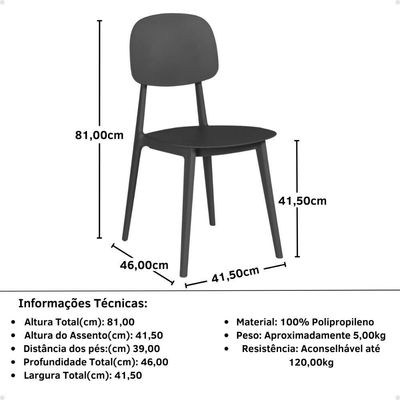 Conjunto Mesa De Jantar Redonda Eiffel Preta 100cm Com 6 Cadeiras Itália - Preto