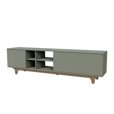 Rack Para Tv Até 75'' Com 2 Portas E Nichos 200cm Lars - Verde