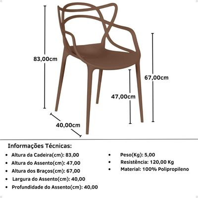 Conjunto Mesa De Jantar Retangular Eiffel Preta 120x80cm Com 4 Cadeiras Allegra - Marrom