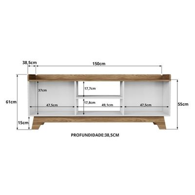 Rack Para Tv Até 65'' Com 2 Portas 150cm John - Branco