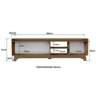 Rack Para Tv Até 75'' Com 3 Portas 200cm John - Branco